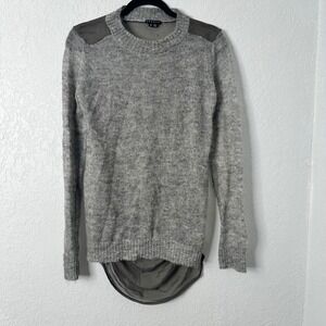 Theory Josette Knit Sweater S/P Gray silk  Wool Pullover Top Long Sleeve Relaxed